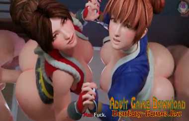 Kasumi and Mai Shiranui hold hands.